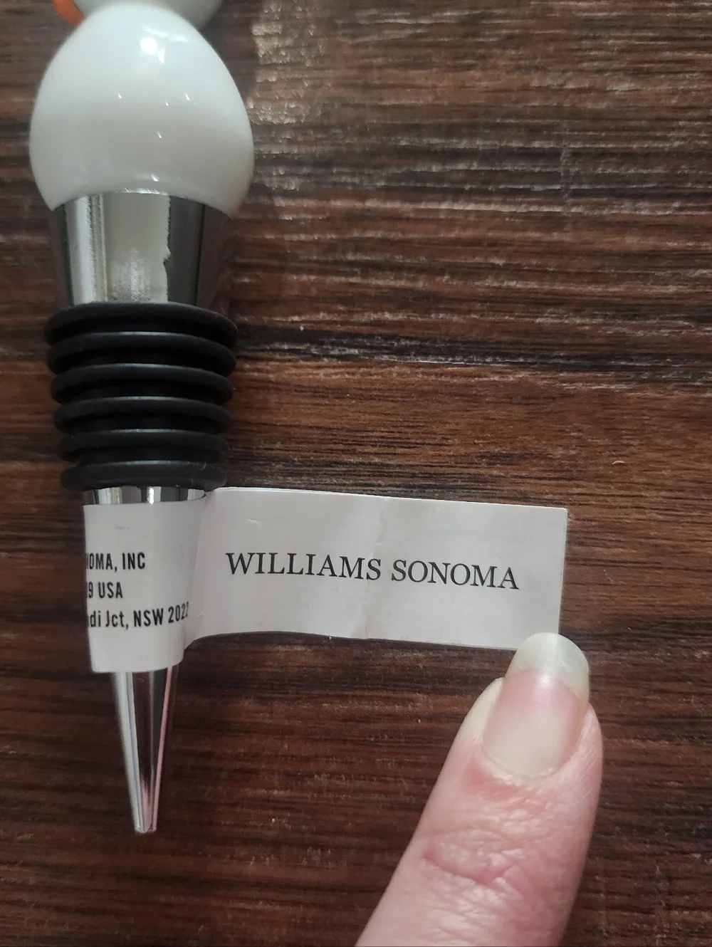NWT Williams Sonoma Snowman Wine Stopper Winter Holiday Gift